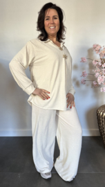 2-Delig comfy pak Sunny ribbel Beige/zand SALE