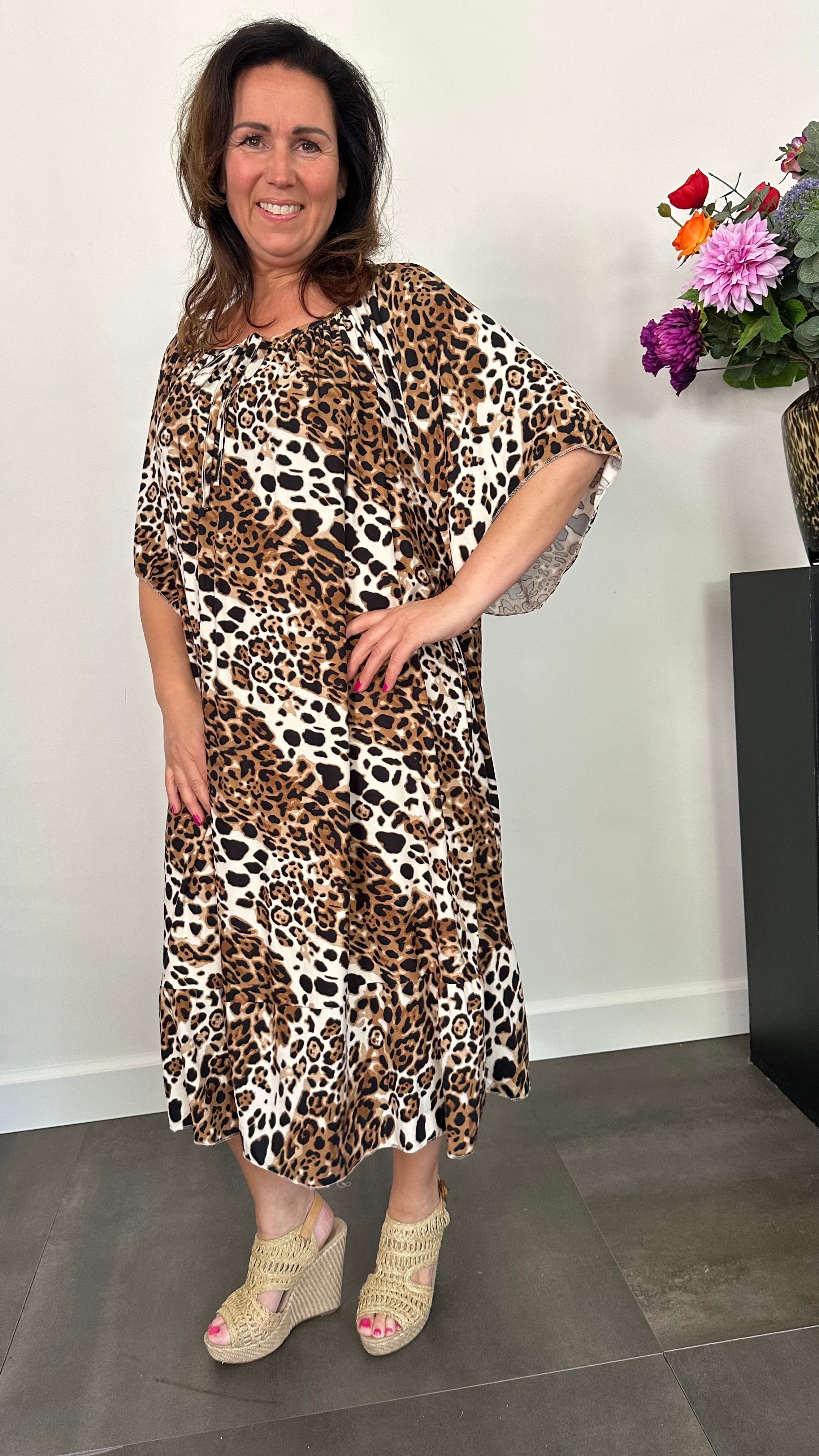 Jurk Aletta soft cheeta +SIZE