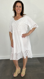 Jurk Anja met kant wit +SIZE