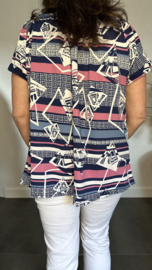 Shirt met koord travel Fantasy gestreept roze