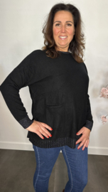 Fijn gebreide trui Sparkle met zakjes Zwart