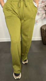 Palazzo broek Mirjam met siernaad Olijf groen