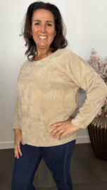 Baby rib sweater 2D reliëf print Zand