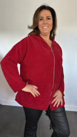 Baby rib vest met rits & capuchon +Size rood