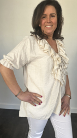 Blouse met ruche Sara zand