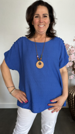Shirt Nora kant +ketting Kobalt