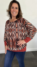 Blouse met boord tijger elips stone