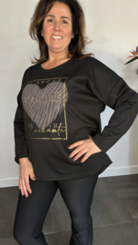 Sweater glitter j'adore zwart