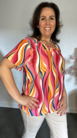 Ballon shirt met elastiek Wavey fuchsia