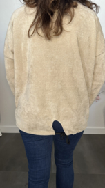 Baby rib sweater 2D reliëf print Zand