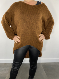 Oversized grof gebreide trui Patty bruin