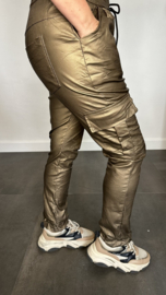 Cargo joggjeans leatherlook coating brons