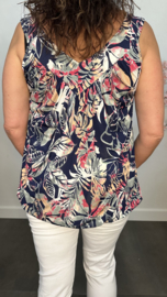 Ballon top met V-hals Kentia palm marine