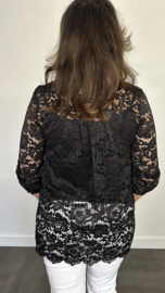 Kanten blouse Kyra 2-delig zwart