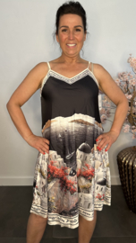 Jurk satijnlook Santorini Zwart