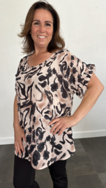 Panter shirt met ruche zwart