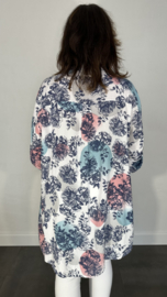 Blouse Donna gebloemd wit/blauw