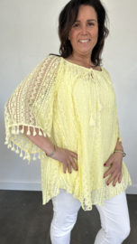 Kanten tuniek trudy +SIZE geel
