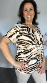Ballon shirt met elastiek New zebra zwart/zand/ ecru