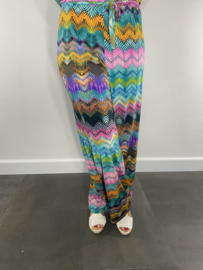 Broek met wijde pijp zigzag gekleurd