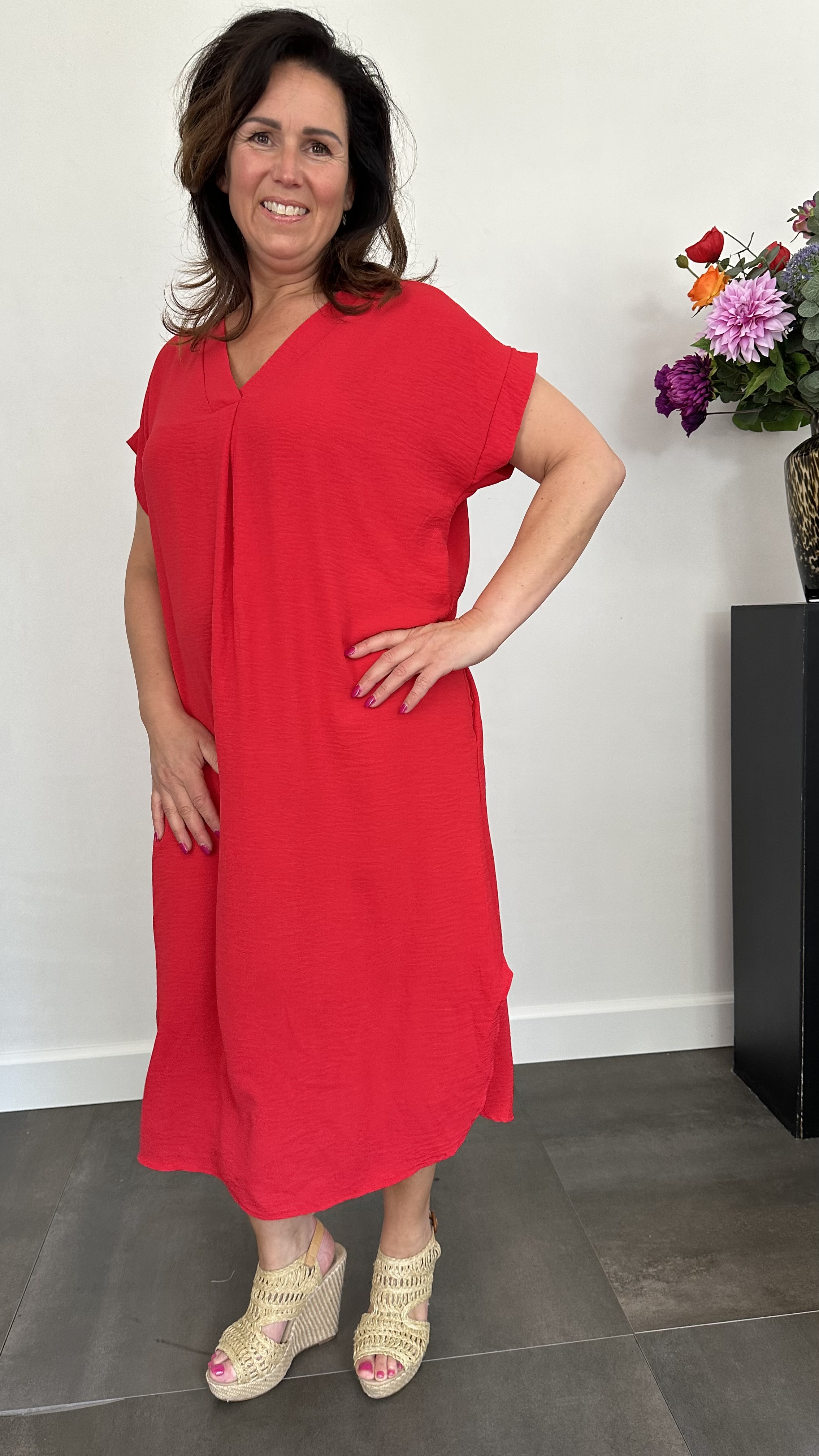 Jurk Maya +Size rood