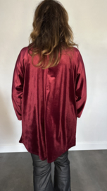 Velvet top met glitter zipp bordeaux SALE