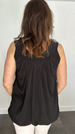 Ballon top met V-hals zwart