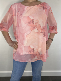 Voile blouse marble roze