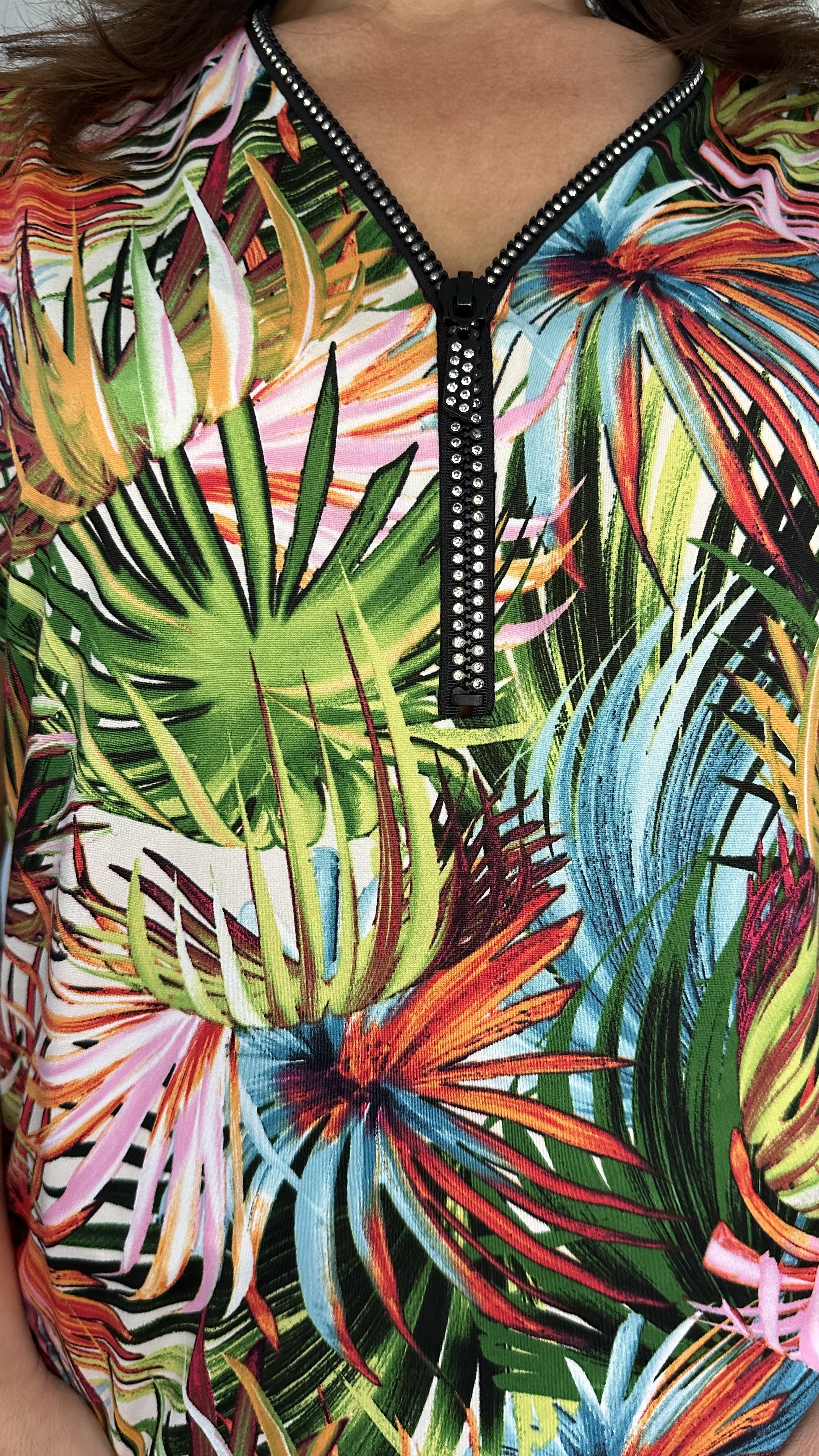 Shirt Zipp palm gekleurd