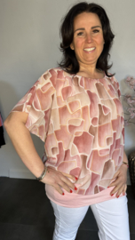 Blouse met boord Blocks roze