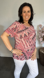 Ballon shirt met elastiek Aztec roze