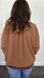 Blouse met boord lange mouw cognac