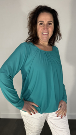 Ballon shirt travel met elastiek smaragd