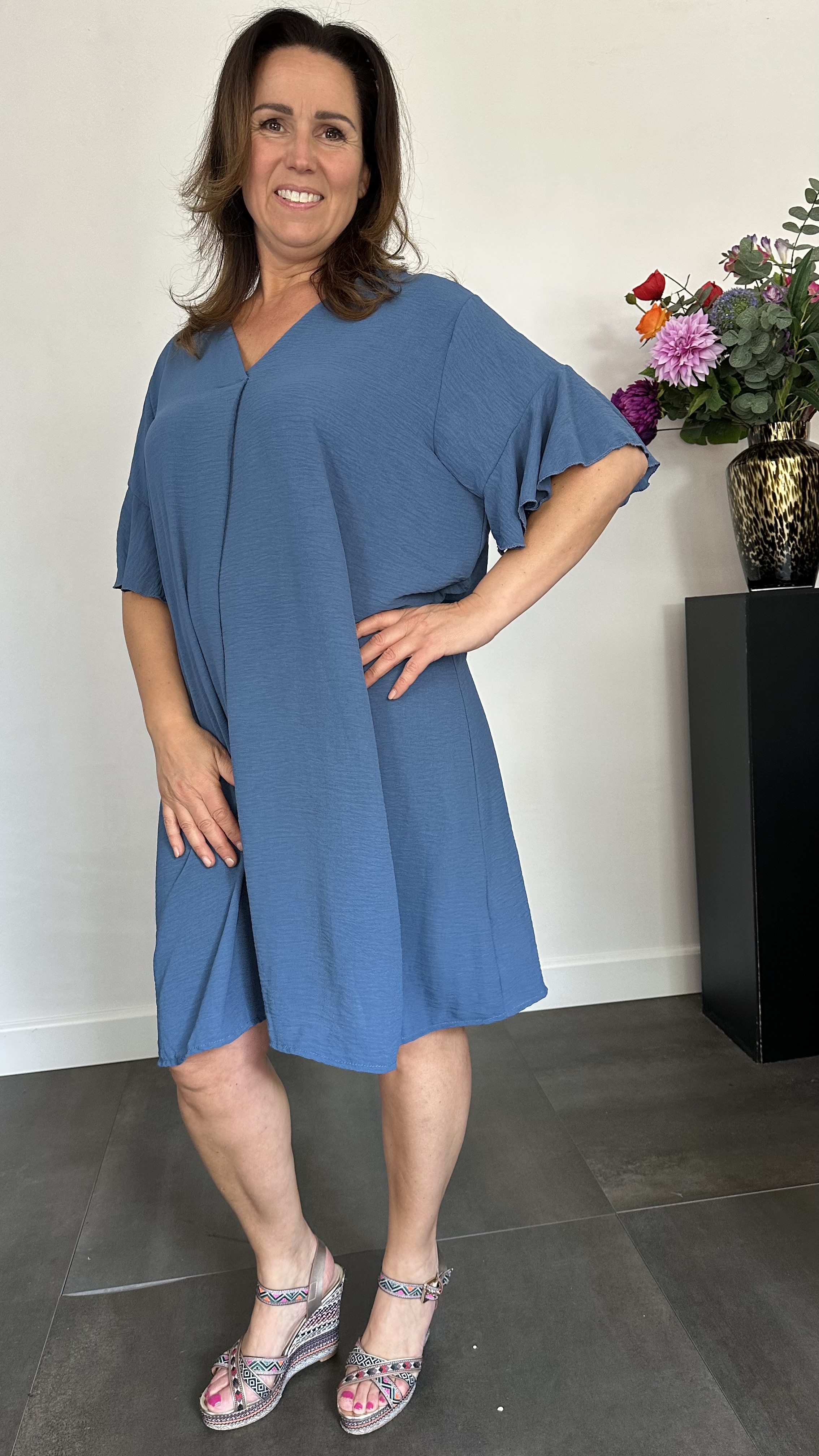Jurk Niki +Size jeans blauw