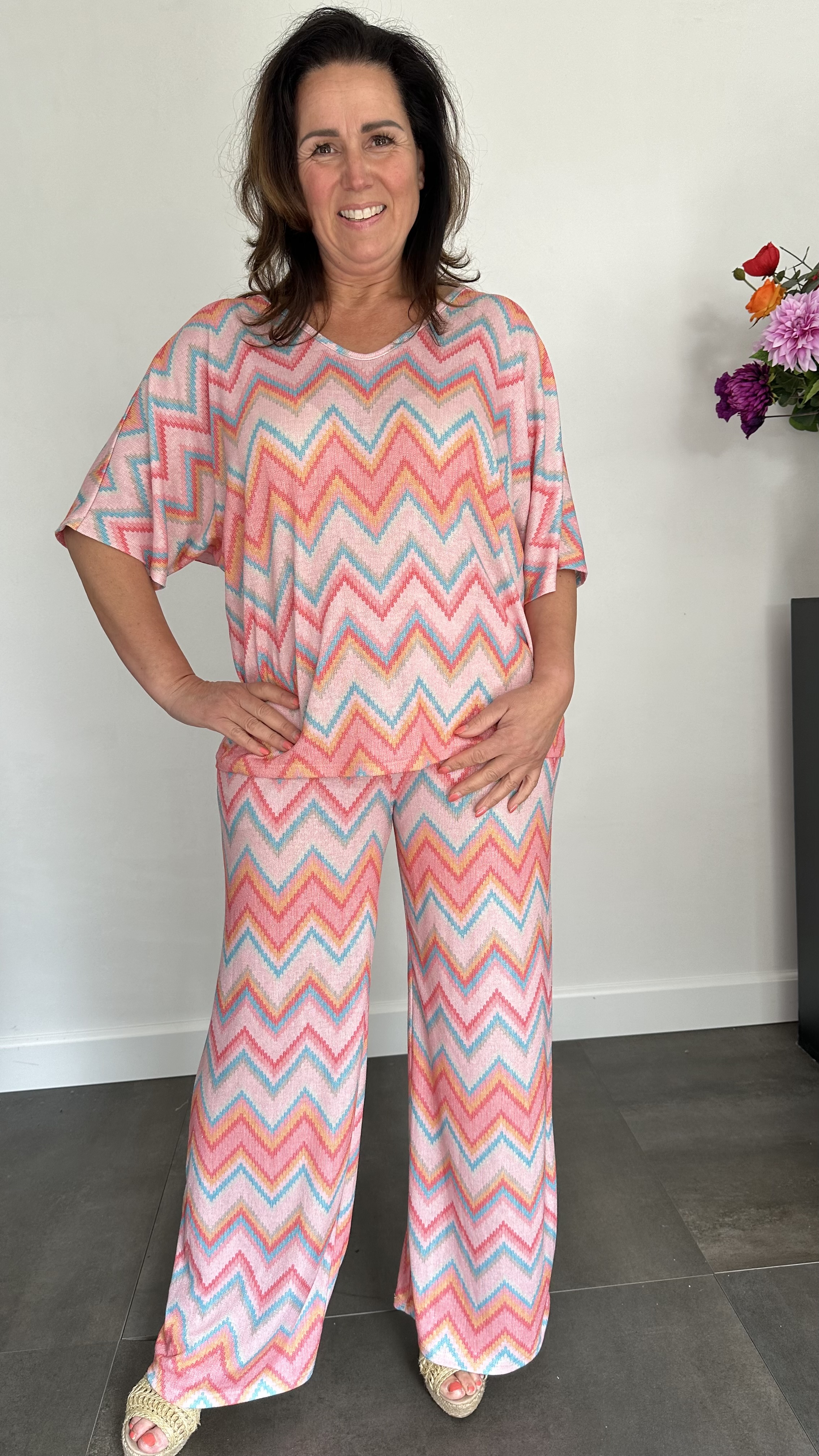 2-Delige set zig zag roze