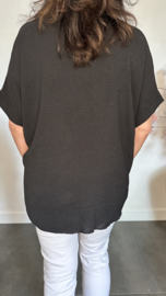 Shirt Kiki met knopen Zwart