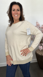 Fijn gebreide trui Sparkle met zakjes Ecru