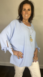 Top met strikjes & ketting +Size ijsblauw