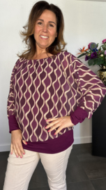 Blouse met boord wavy aubergine
