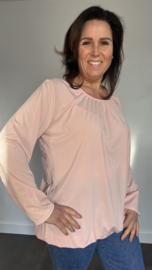 Ballon shirt travel met elastiek roze