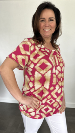 Ballon shirt met elastiek inca fuchsia (+size)