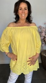 Broderie top Aurora geel