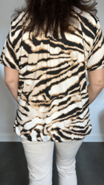 Ballon shirt met elastiek New zebra zwart/zand/ ecru