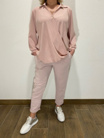 Broek met linnen roze