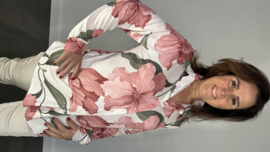 Stretch blouse travel gebloemd oud roze