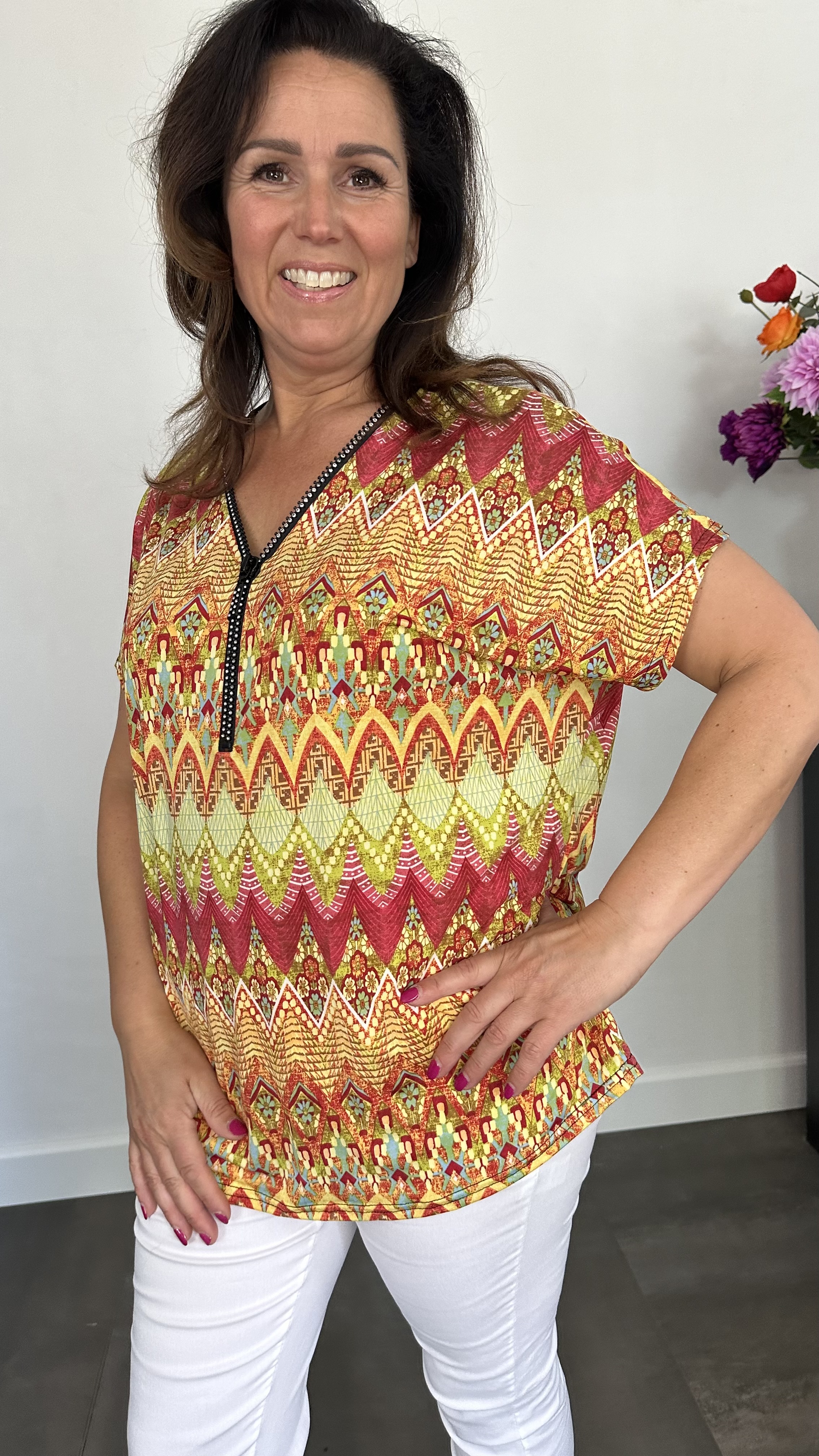 Shirt Zipp fantasy geel