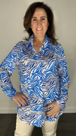 Stretch blouse travel zebra kobalt