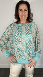 Blouse met boord panter tijger mint