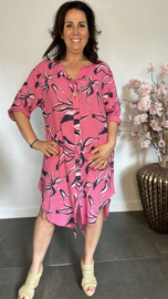 Linnenlook jurk Jade Fuchsia