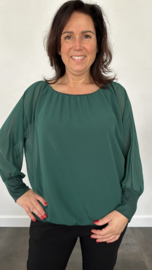 Blouse met boord lange mouw +Size Extra flessen groen